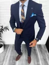 Costum barbati slim fit, bleumarin, 3 piese, 13347